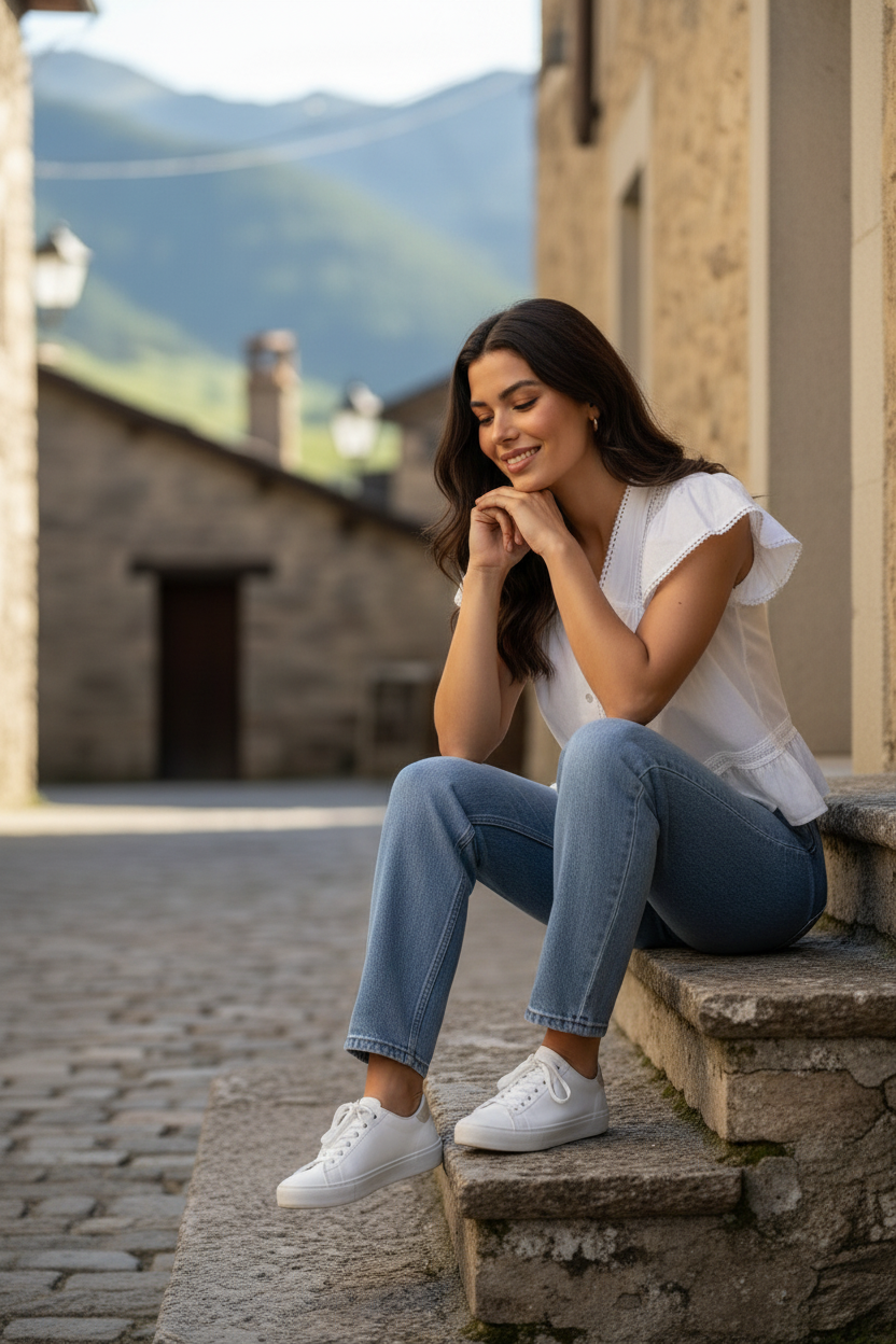 blusa blanca romántica mujer estilo minimalista chic