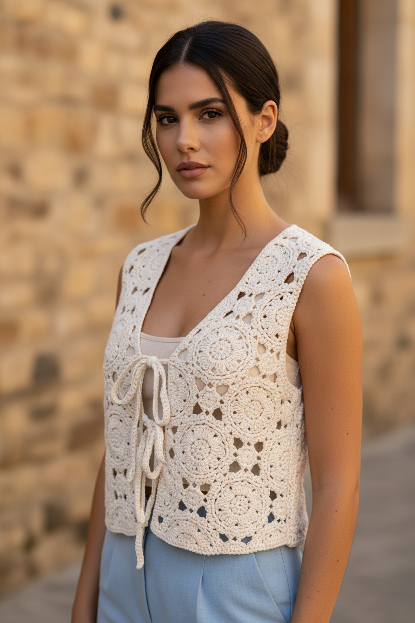 Chaleco crochet crudo