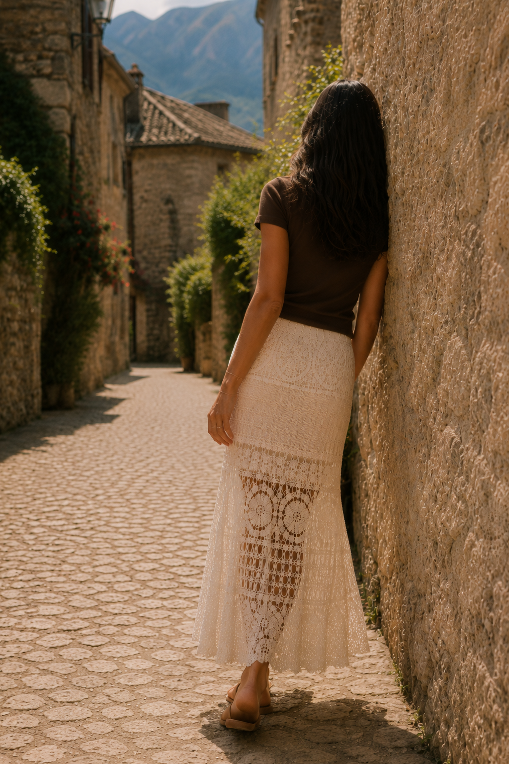 Falda Crochet Formentera falda crema vista trasera