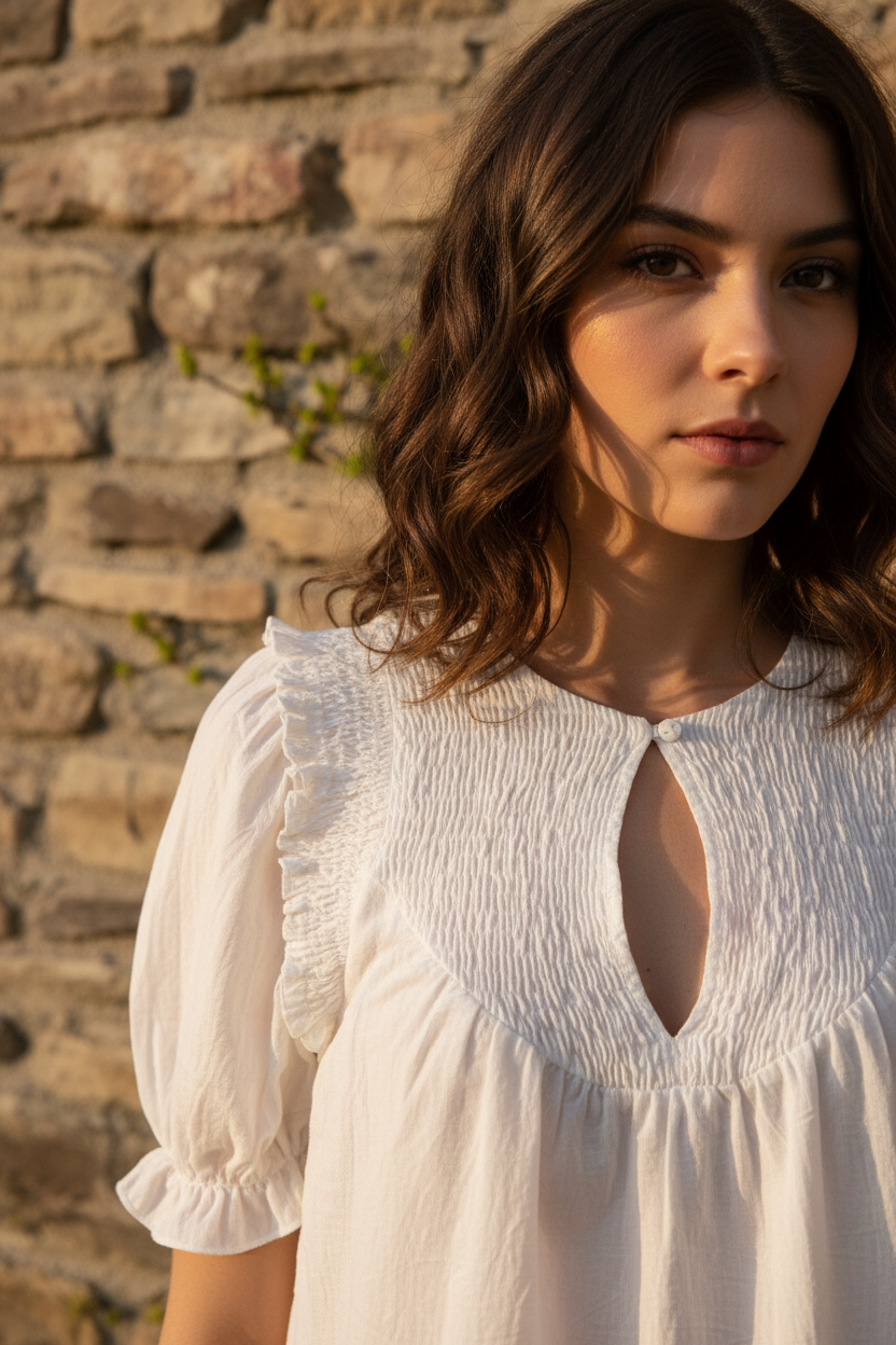 Blusa blanca - detalle escote
