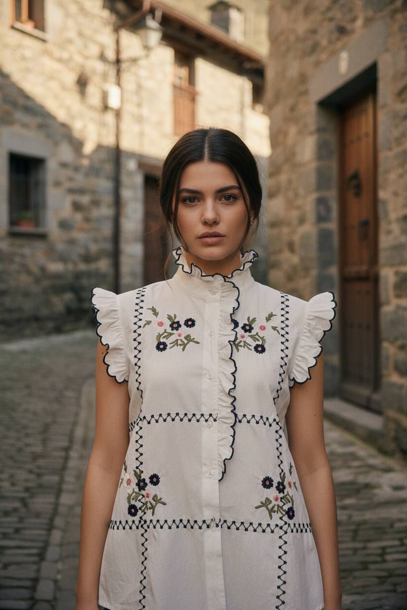 Blusa bordados florales - STRANNA