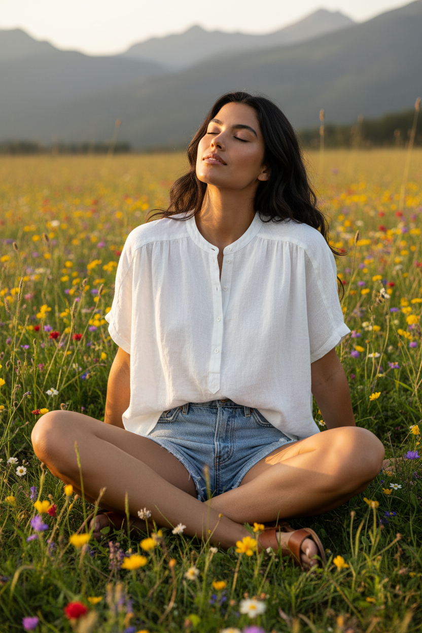 Estilo francés mujer con outfit elegante mujer en tejido ligero y caída natural para un look casual chic mediterráneo STRANNA