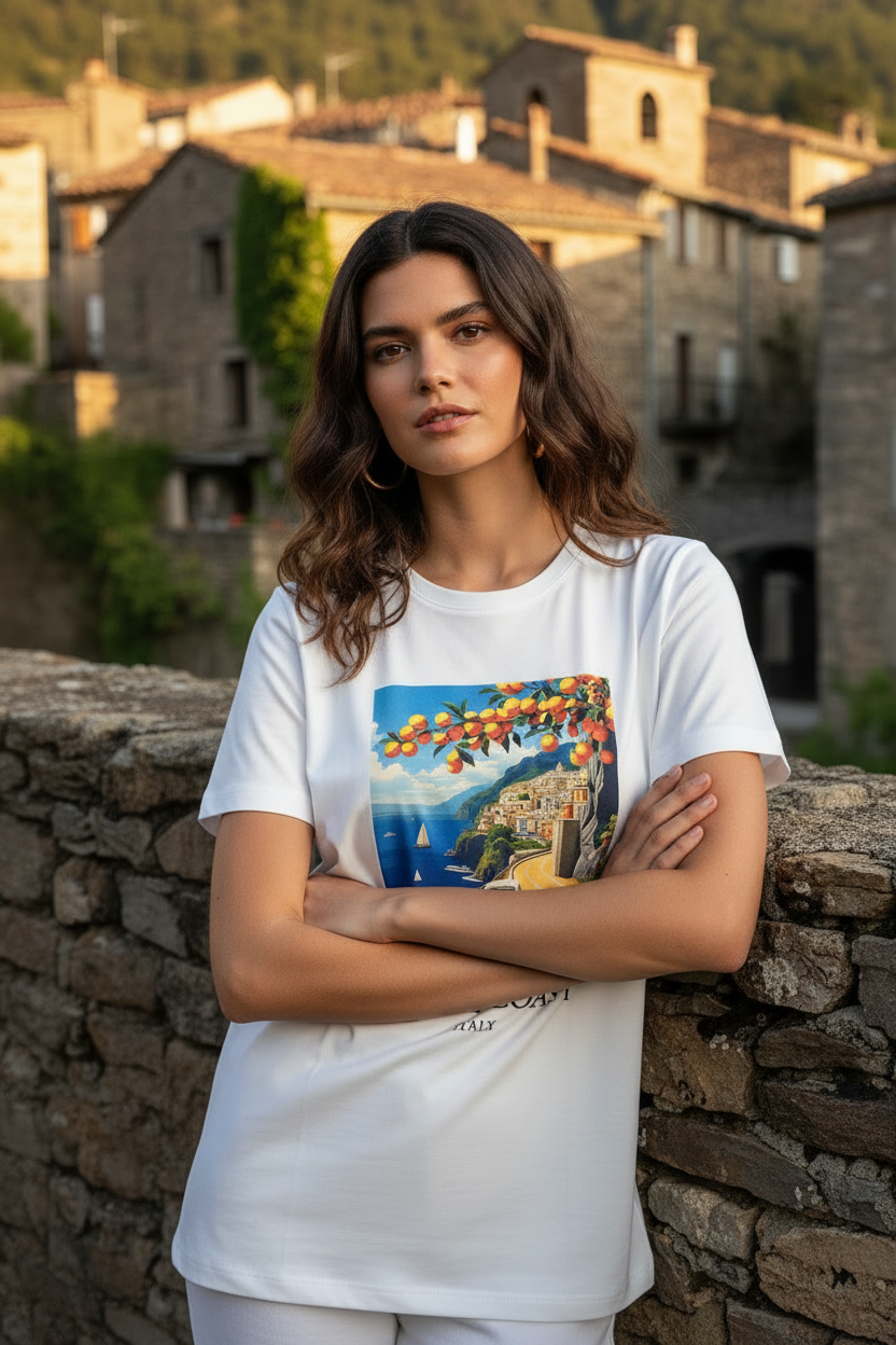 Camiseta Amalfi Coast - Plano Medio Brazos Cruzados
