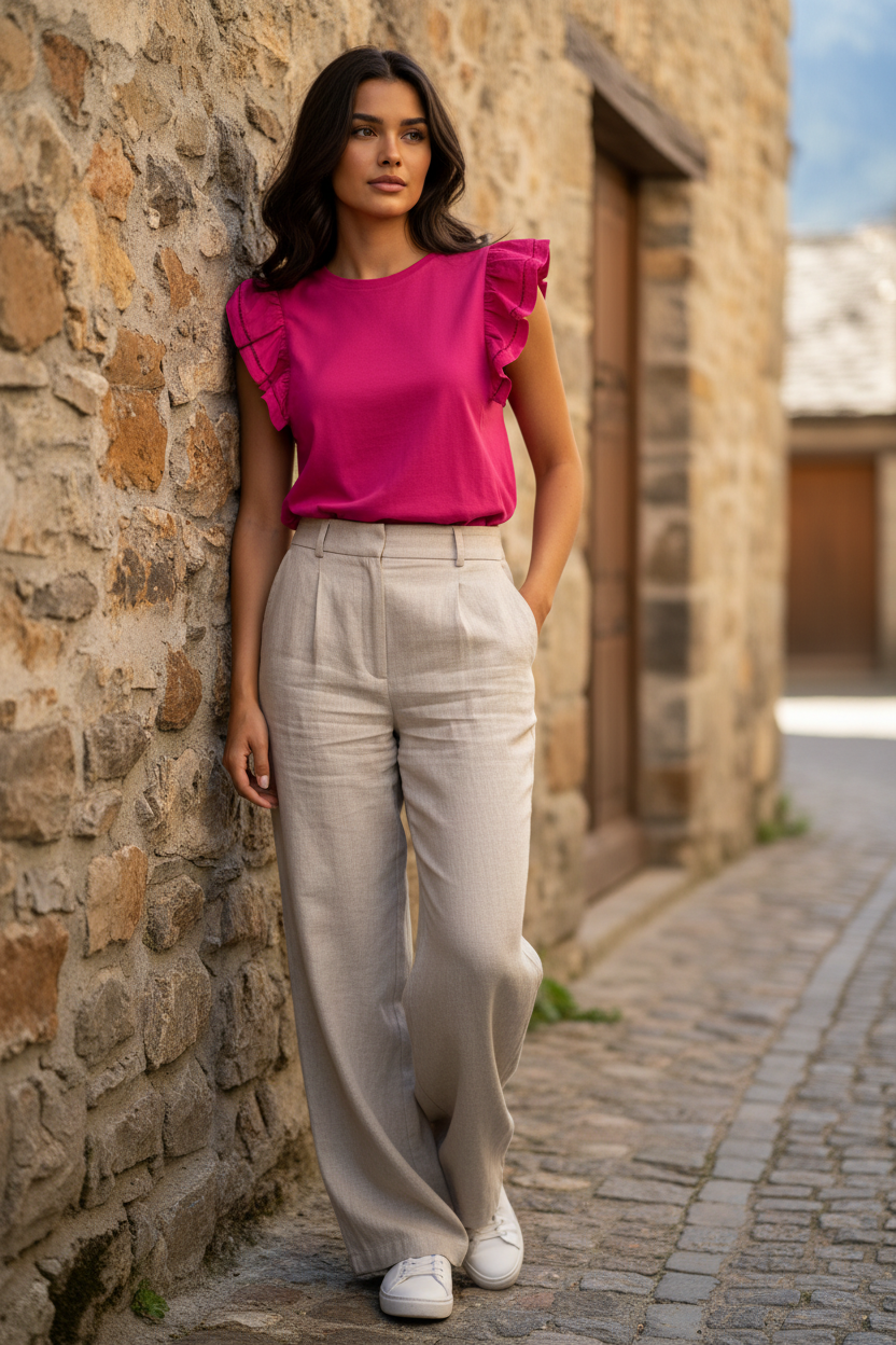 Top fucsia moda femenina elegante editorial — STRANNA Irene