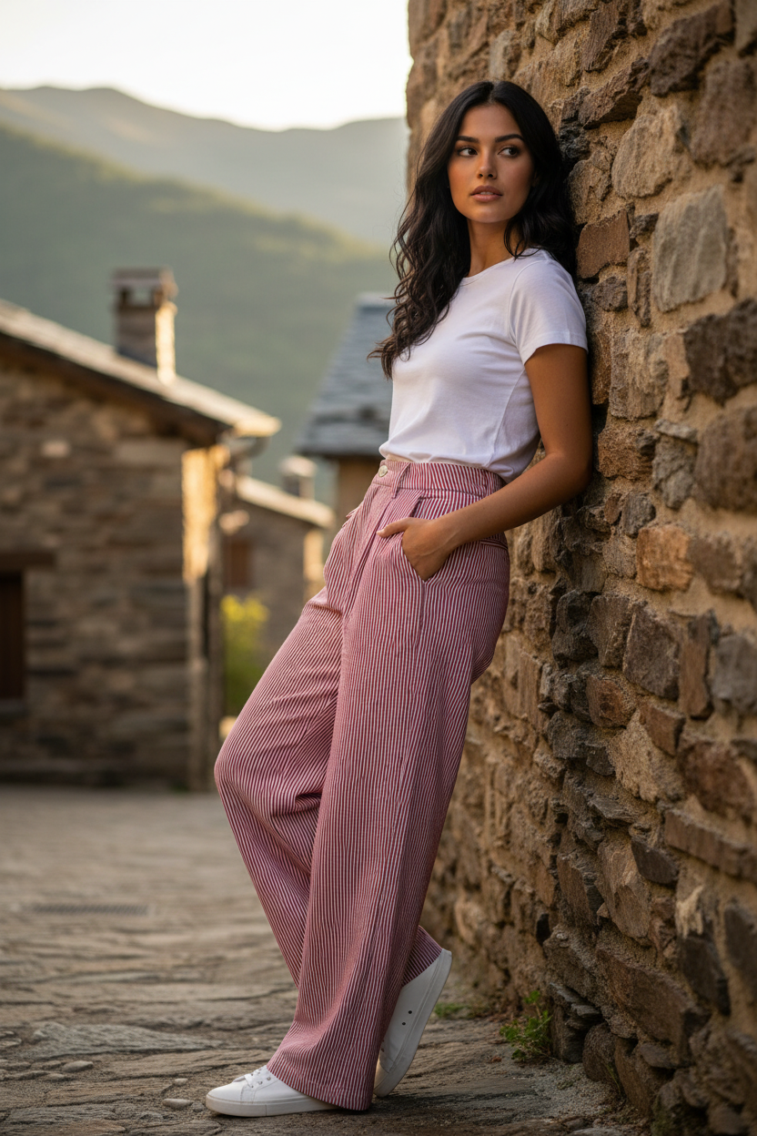 Casual chic mujer pantalón wide leg tiro alto — STRANNA