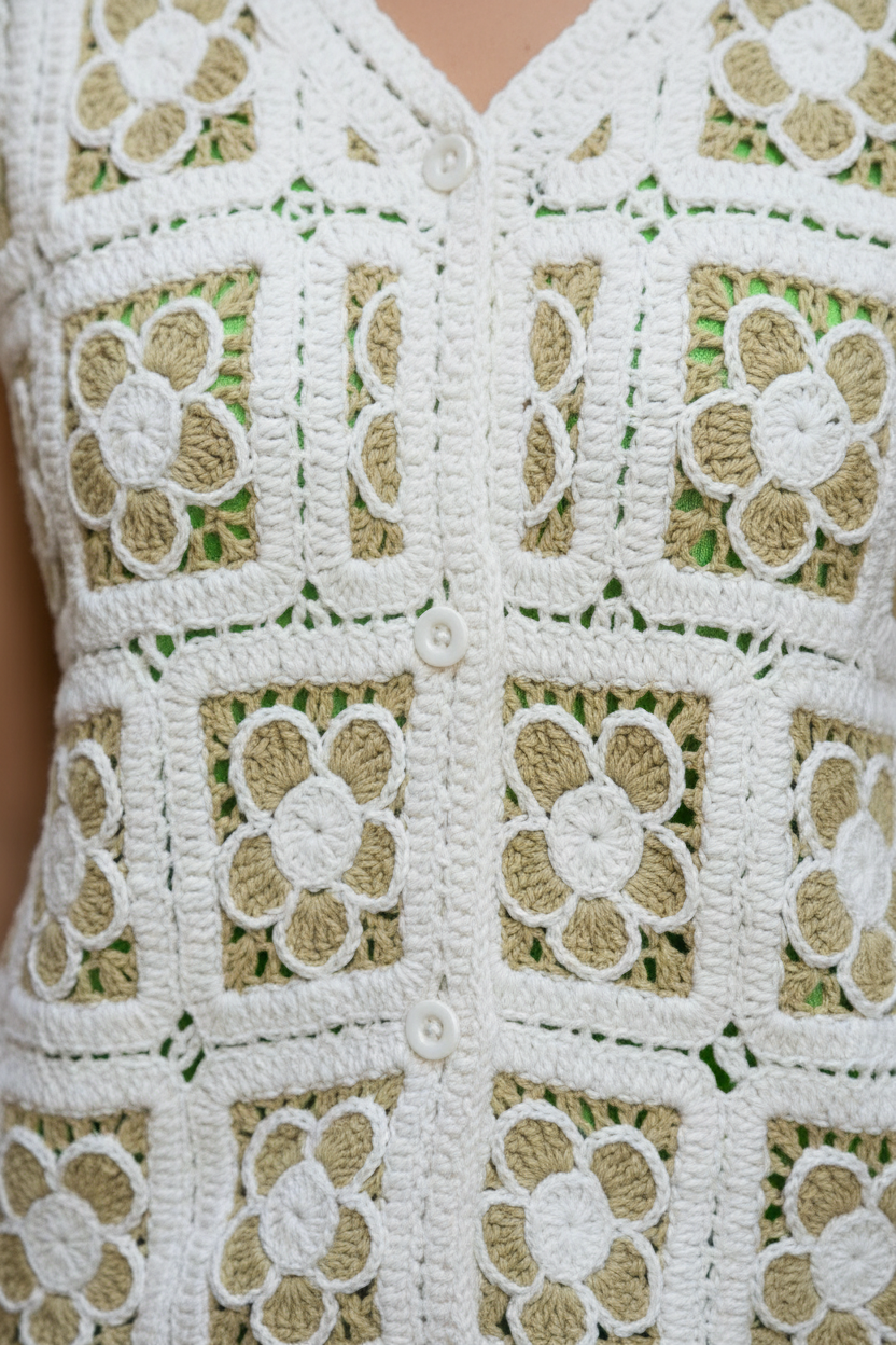 Chaleco Estela - detalle frontal verde vivo