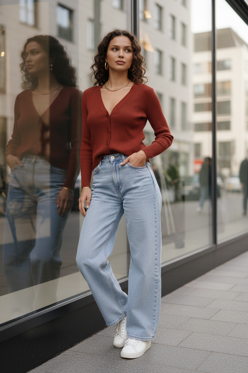 Chaqueta Ina Punto Canalé con Botones | STRANNA