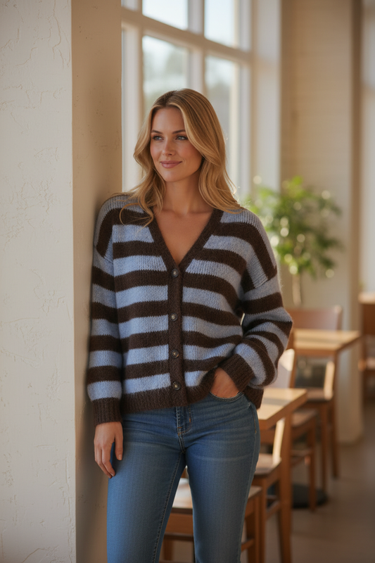 Chaqueta rayas apoyada