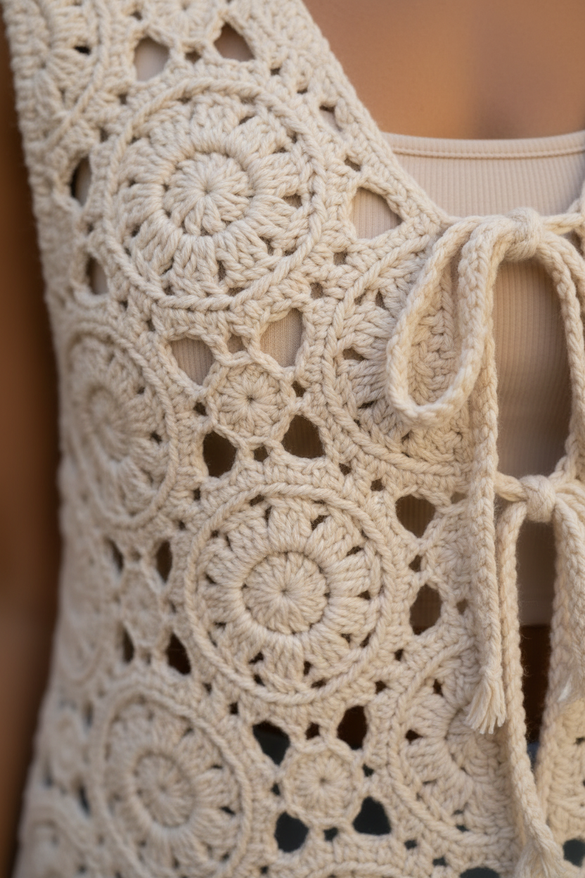 Close-up puntos crochet Chaleco Lupe