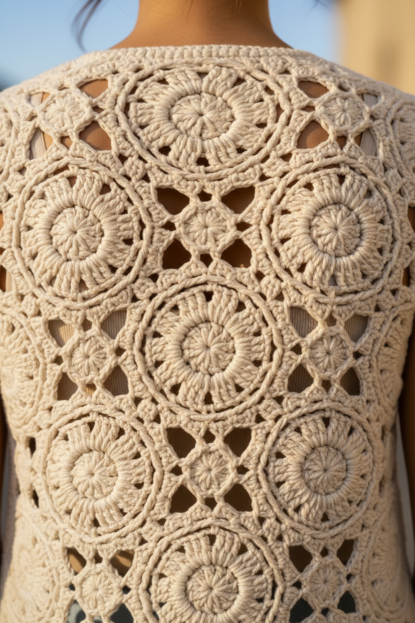Macro tejido crochet Chaleco Lupe