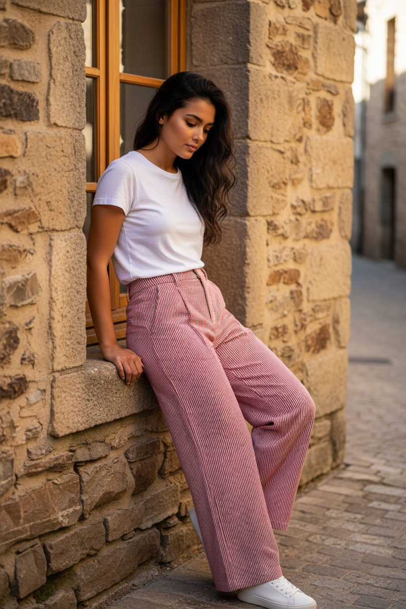 Moda mediterránea mujer pantalón SERENA wide leg — STRANNA