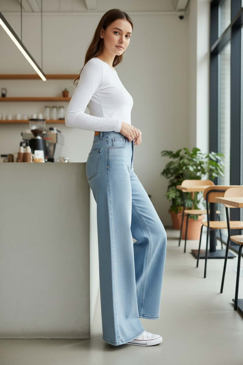 Pantalón AURA apoyada mostrador