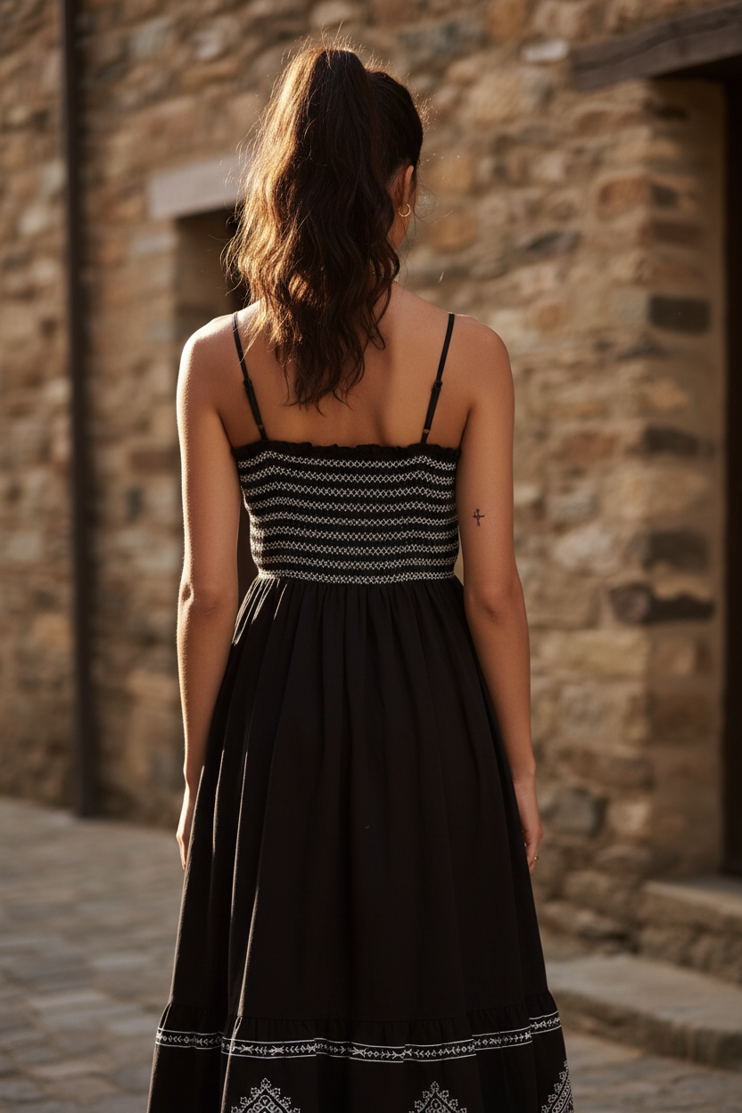 STRANNA - Espalda con smock bordado