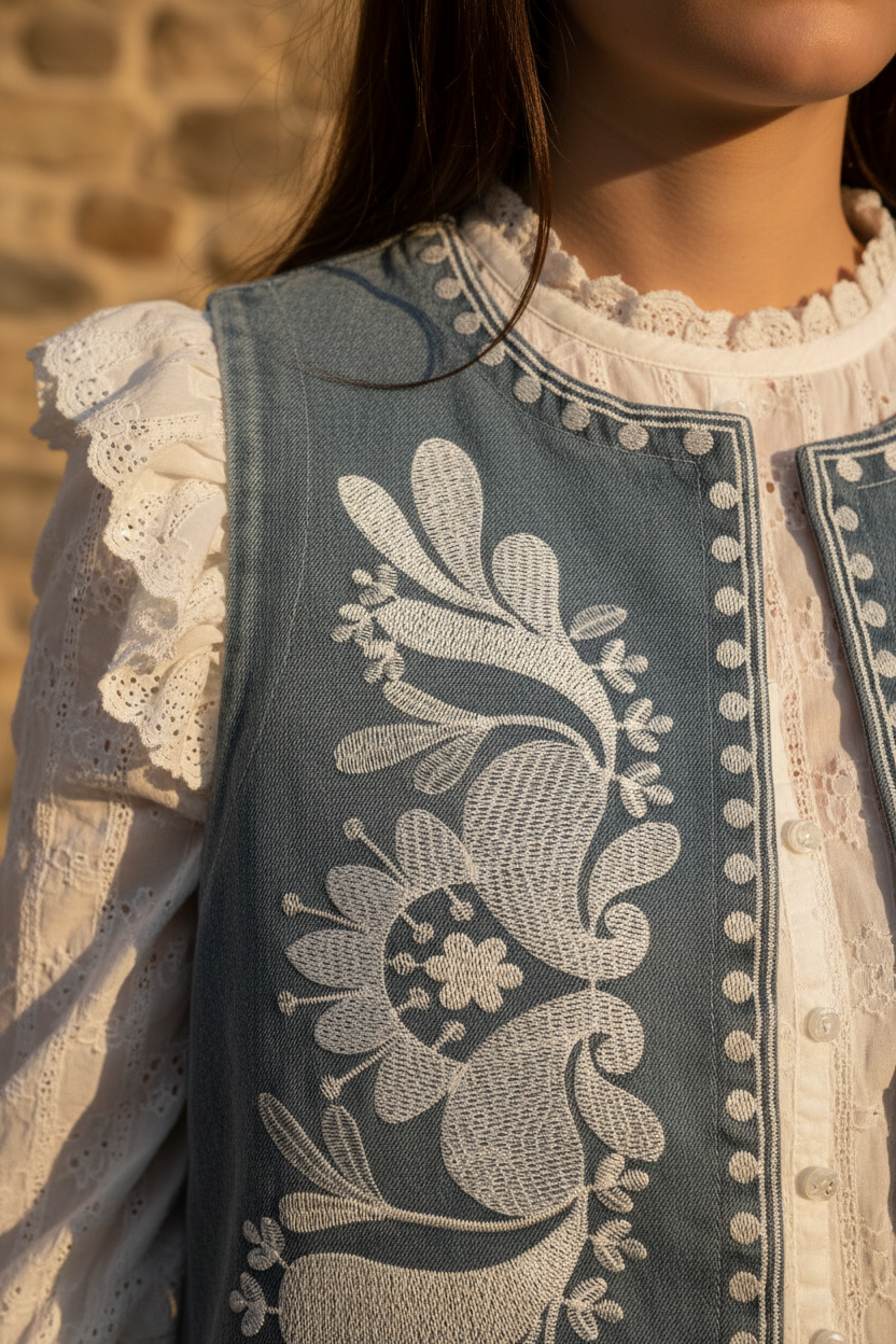 STRANNA — Macro bordado frontal