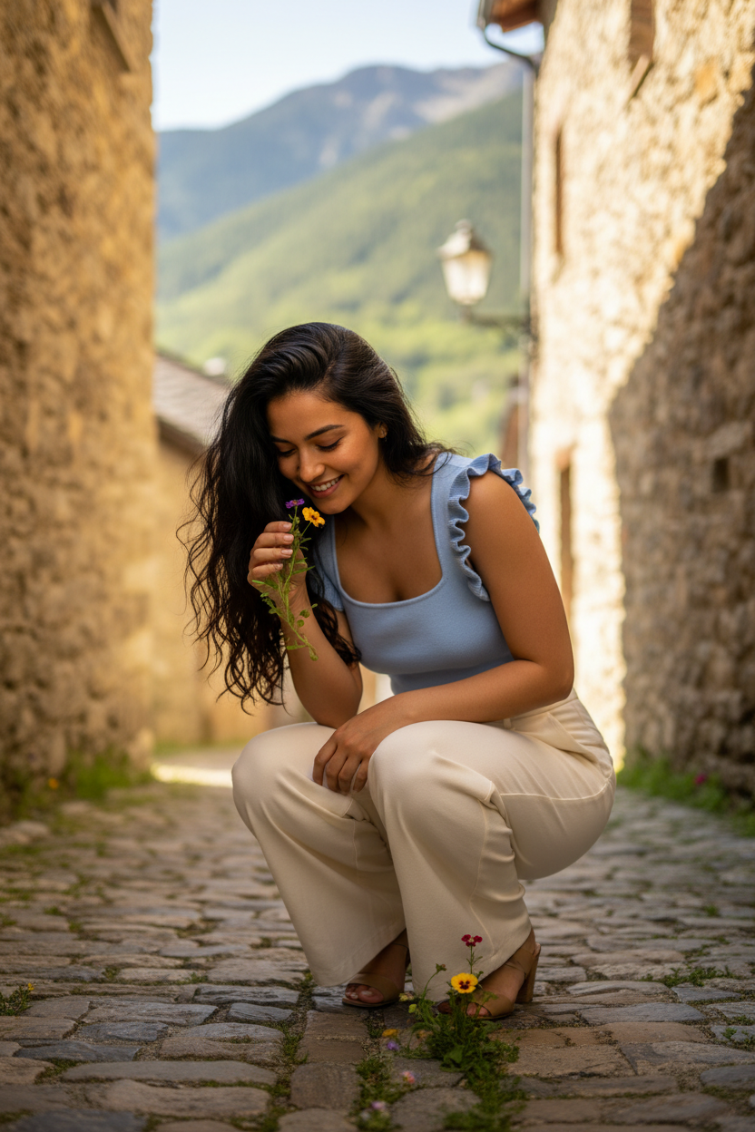 Top tirantes azul cielo estilo francés mujer — STRANNA